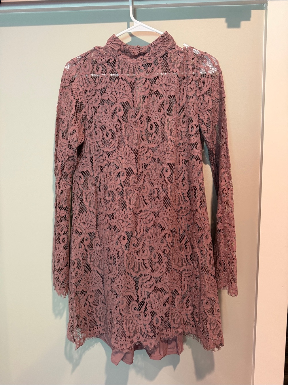 Wishlist Mauve Lace High Neck Long Sleeve Dress